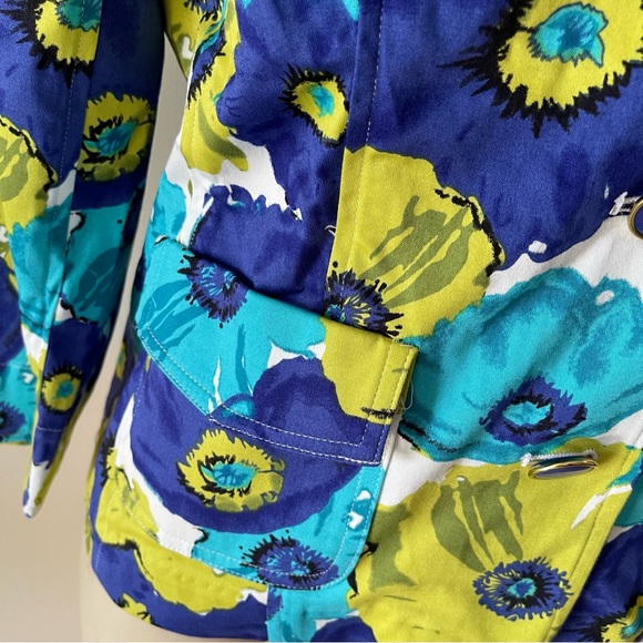 Joan Rivers Blue Floral Print Multicolor Button-front Blazer - Picture 3 of 8